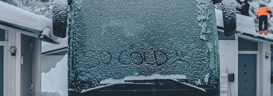 RV Camper in Cold Snow