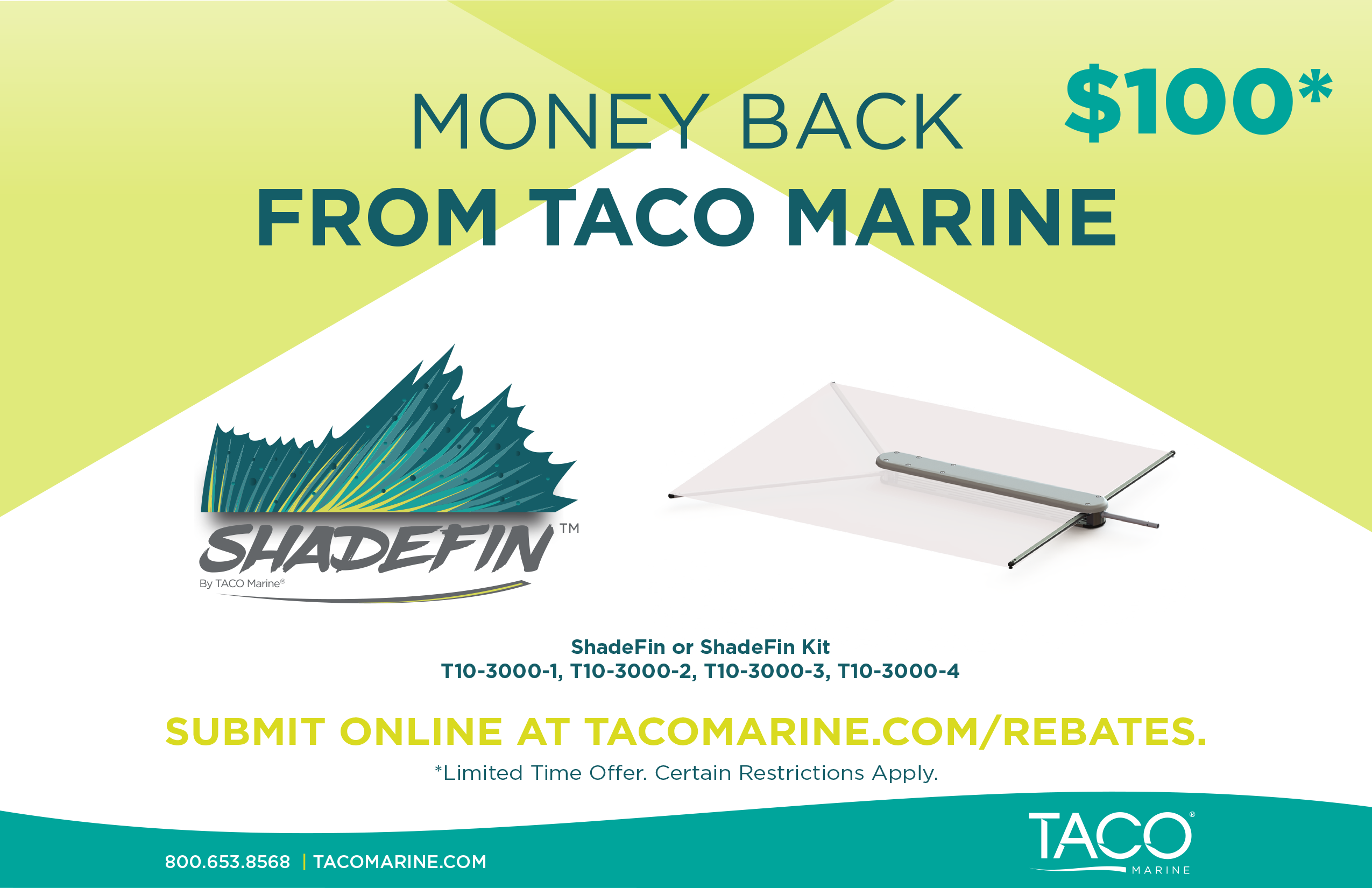 Taco Marine: $150 Rebate on ShadeFin Products (May - June, 2024)