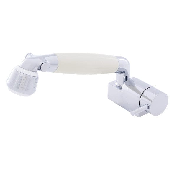 Aidack- Pull-Out Deck Tap (Cold Only) (Classic Warm White Sprayer, 6' White Rubber Hose) (Chrome/Warm White) Ambassador Marine 134-1712-CW