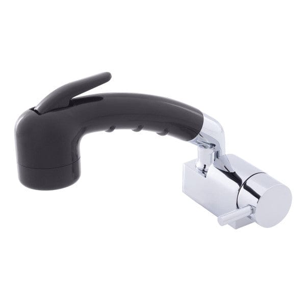 Aidack- Pull-Out Deck Tap (Cold Only) (Small Black Sprayer (No Hook), 6' Black Rubber Hose) (Chrome/Black) Ambassador Marine 134-1720-CK