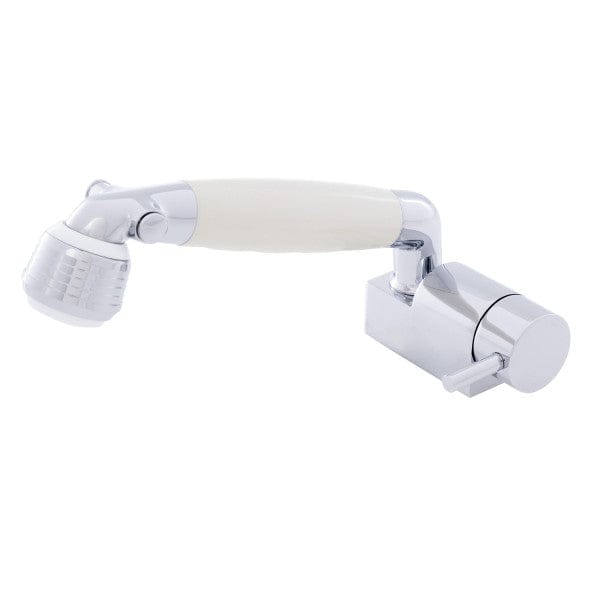 Aidack- Pull-Out Deck Tap (Cold Only) (Classic Warm White Sprayer, 10' White Rubber Hose) (Chrome/Warm White) Ambassador Marine 134-1735-CW
