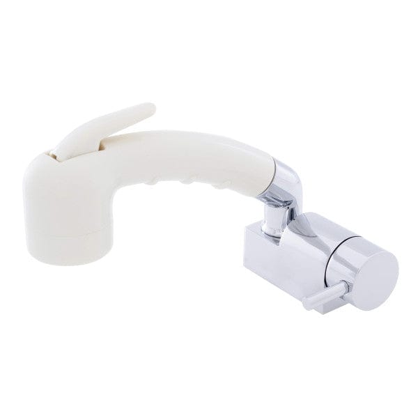 Aidack- Pull-Out Deck Tap (Cold Only) (Small Warm White Sprayer (No Hook), 6' Stainless Steel Hose) (Chrome/Warm White) Ambassador Marine 134-1736-CW
