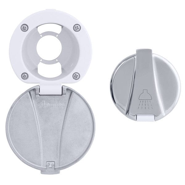 Recessed Cup & Lid Set (Stainless Steel Lid / Plastic Cup) (Arctic White) Ambassador Marine 136-0015-AW