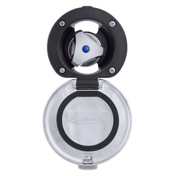 Trinidad- Recessed Control Valve (Cold Only), Black Cup with Stainless Steel Lid, Chrome Trinidad Handle Ambassador Marine 136-0249-CK
