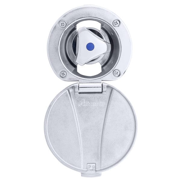 Trinidad- Recessed Control Valve (Cold Only), Chrome Cup with Stainless Steel Lid, Chrome Trinidad Handle Ambassador Marine 136-0249-CP