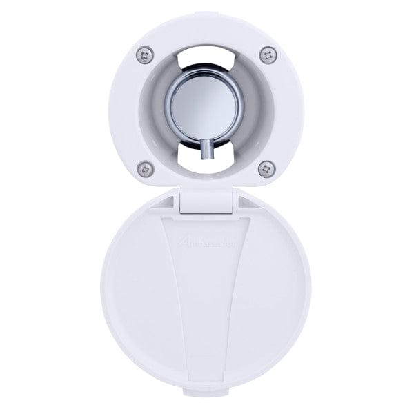 Aidack- Recessed Control Valve (Hot/Cold Mixer), Arctic White Cup & Lid, Chrome Aidack Handle Ambassador Marine 136-1711-CA