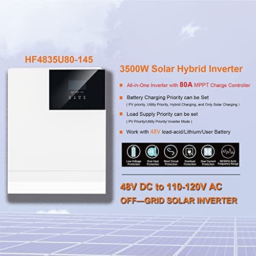 Y&H 3K-24V-M60A Off Grid Solar Hybrid Inverter AC120V 3000W 24V