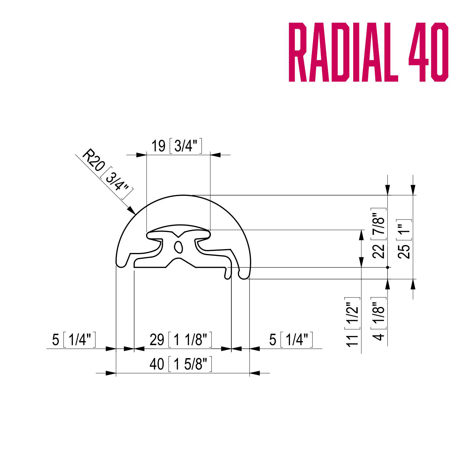 Tessilmare T130-140-110-W1/B1 Radial 40 Rub Rail Kit