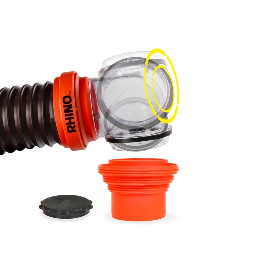 Camco 39760 RhinoFLEX 15' Sewer Hose Kit, 4N1, Elbow, Caps