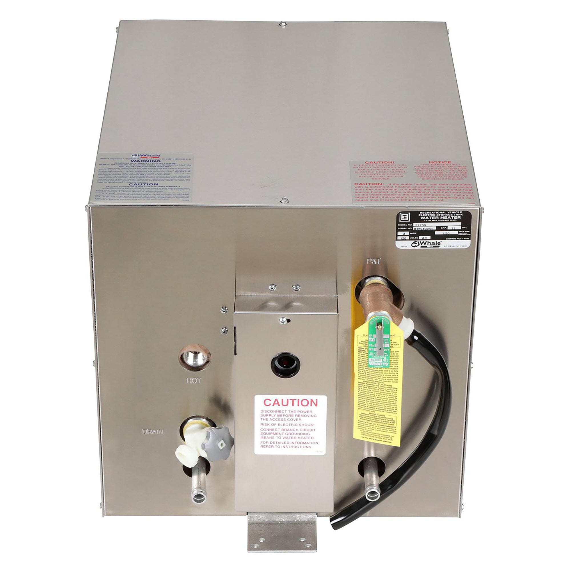 Attwood Whale F1200 11 Gallon Water Heater W/Front Heat Exchager Stainless Steel