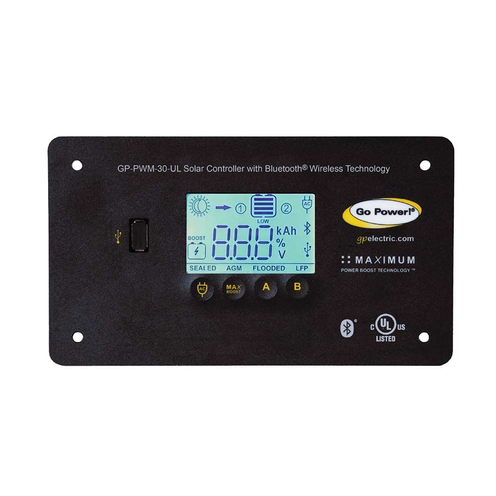 30 Amp Dual Bank Digital Solar Controller , Bluetooth - Go Power GP-PWM-30-UL