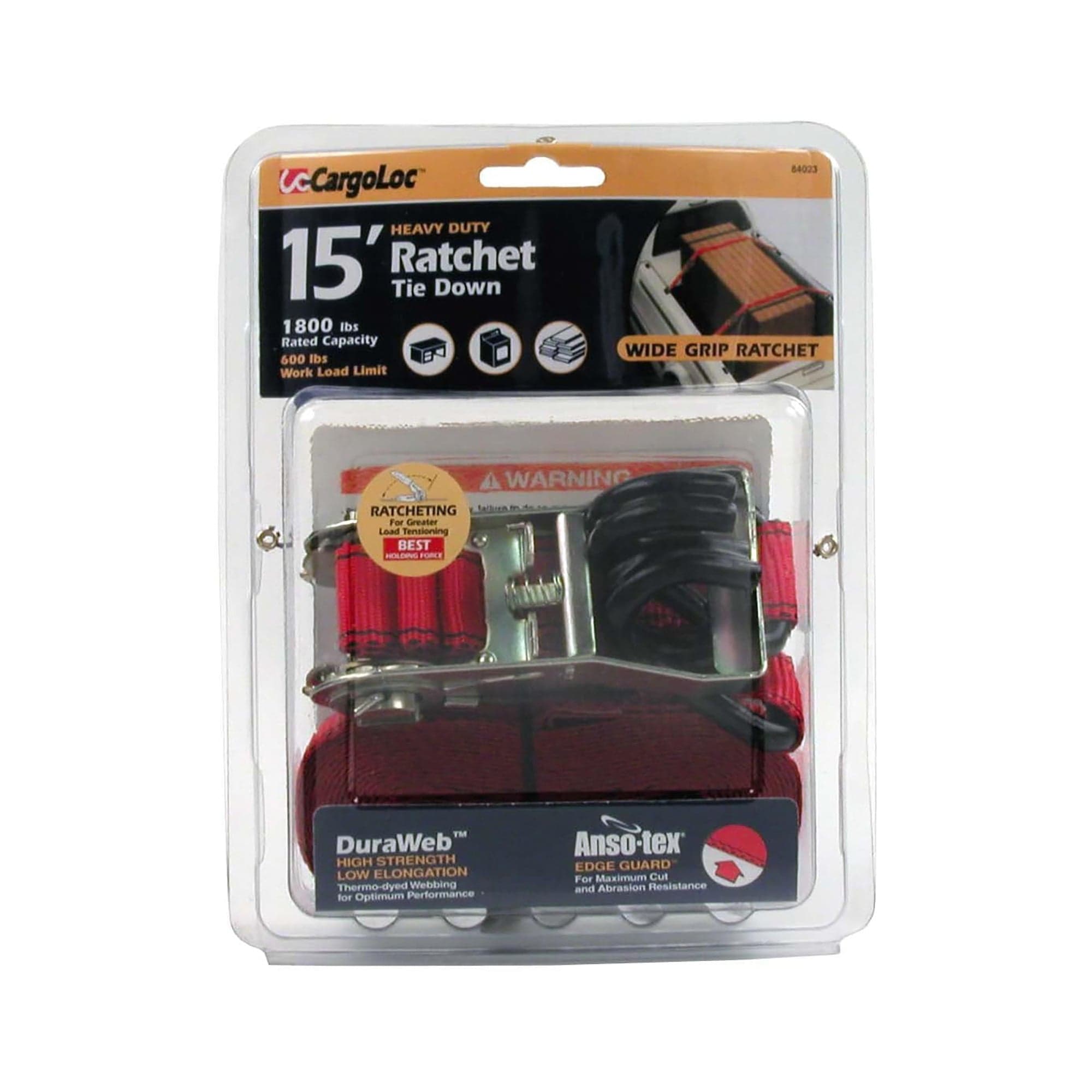 1" X 15' Ratchet Tie Down Strap Cargo Loc 84023
