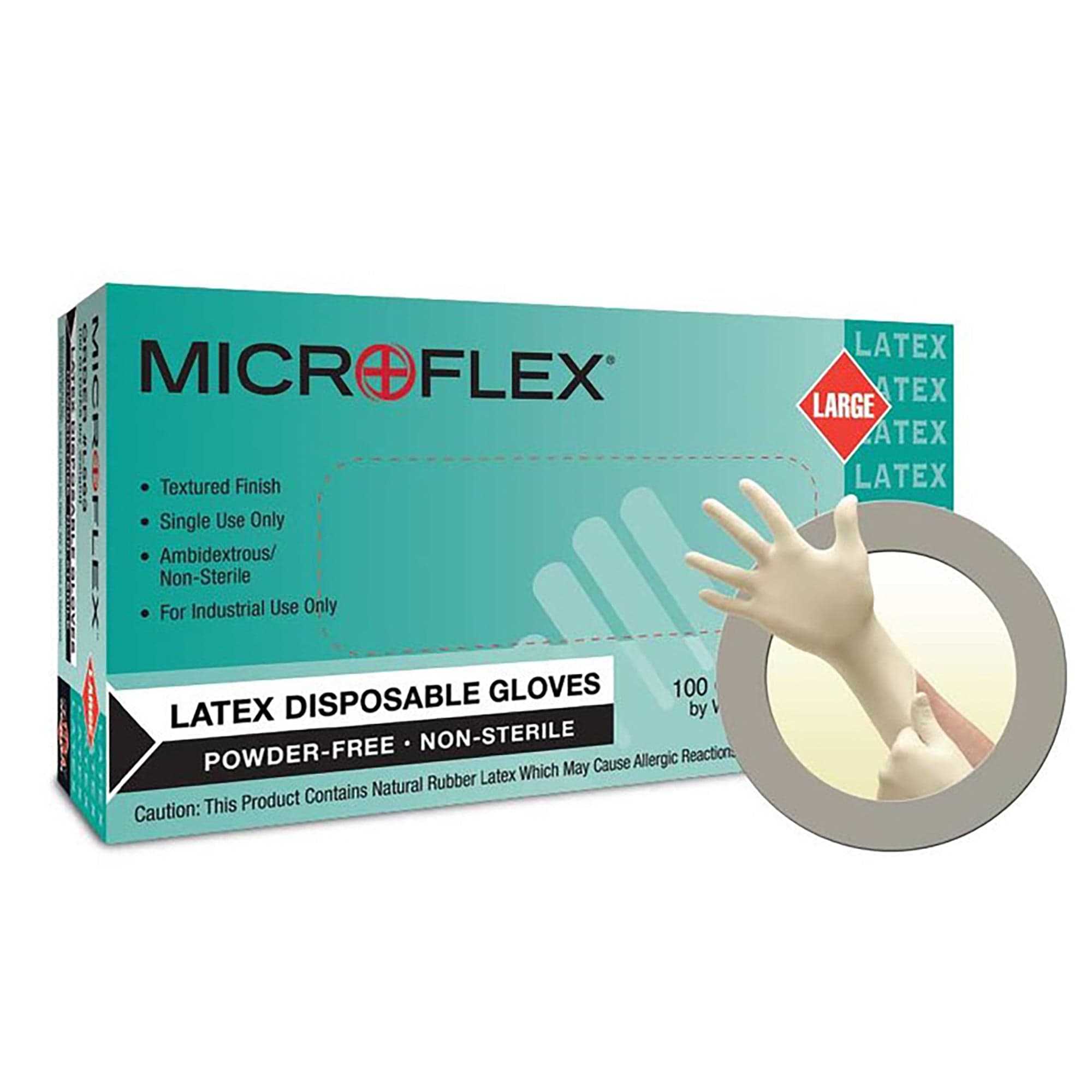 Non-Sterile Single Use Disposable Latex Gloves, XL, Natural Microflex L563
