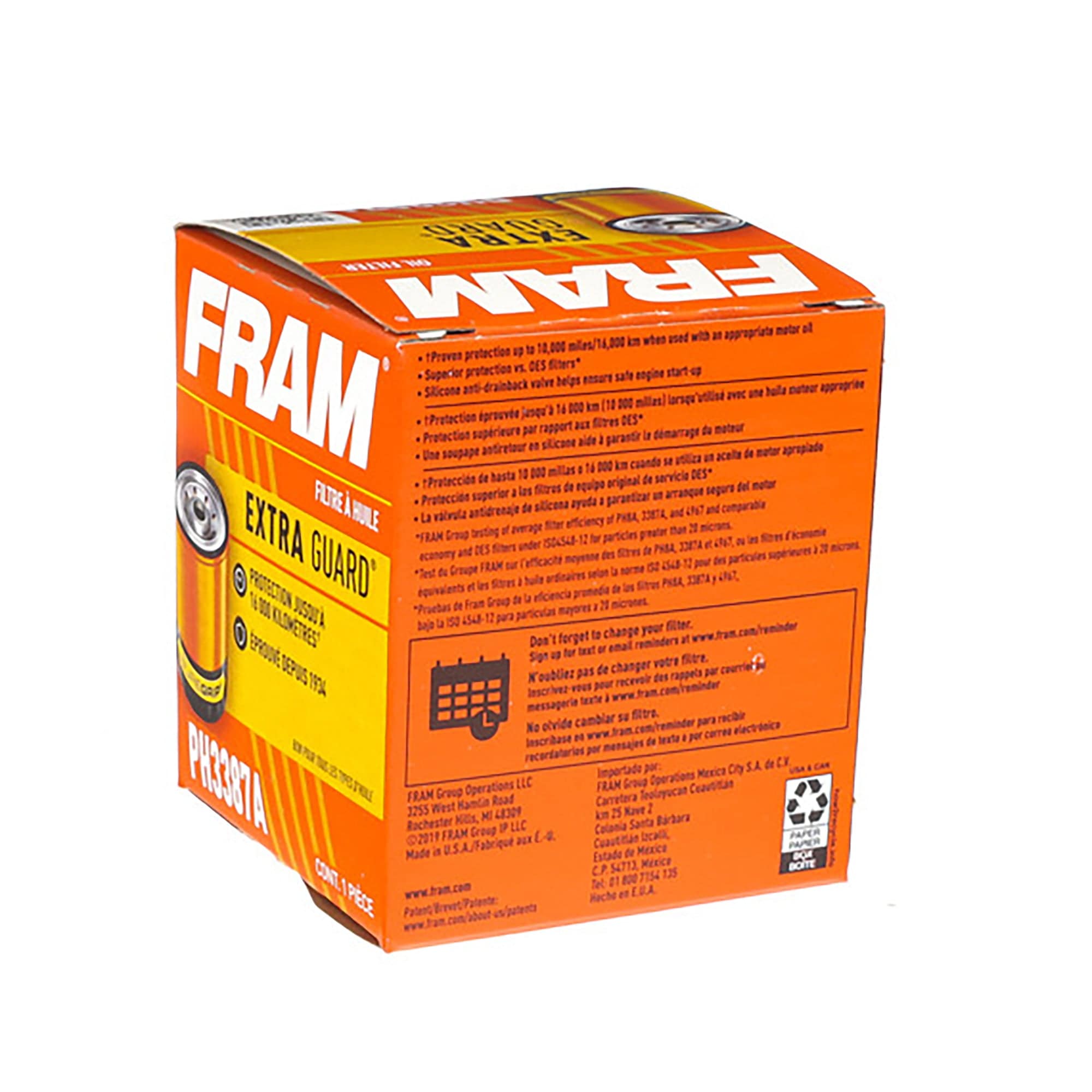 Oil Filter Spin-On Canister Fram Extra Guard PH3387A