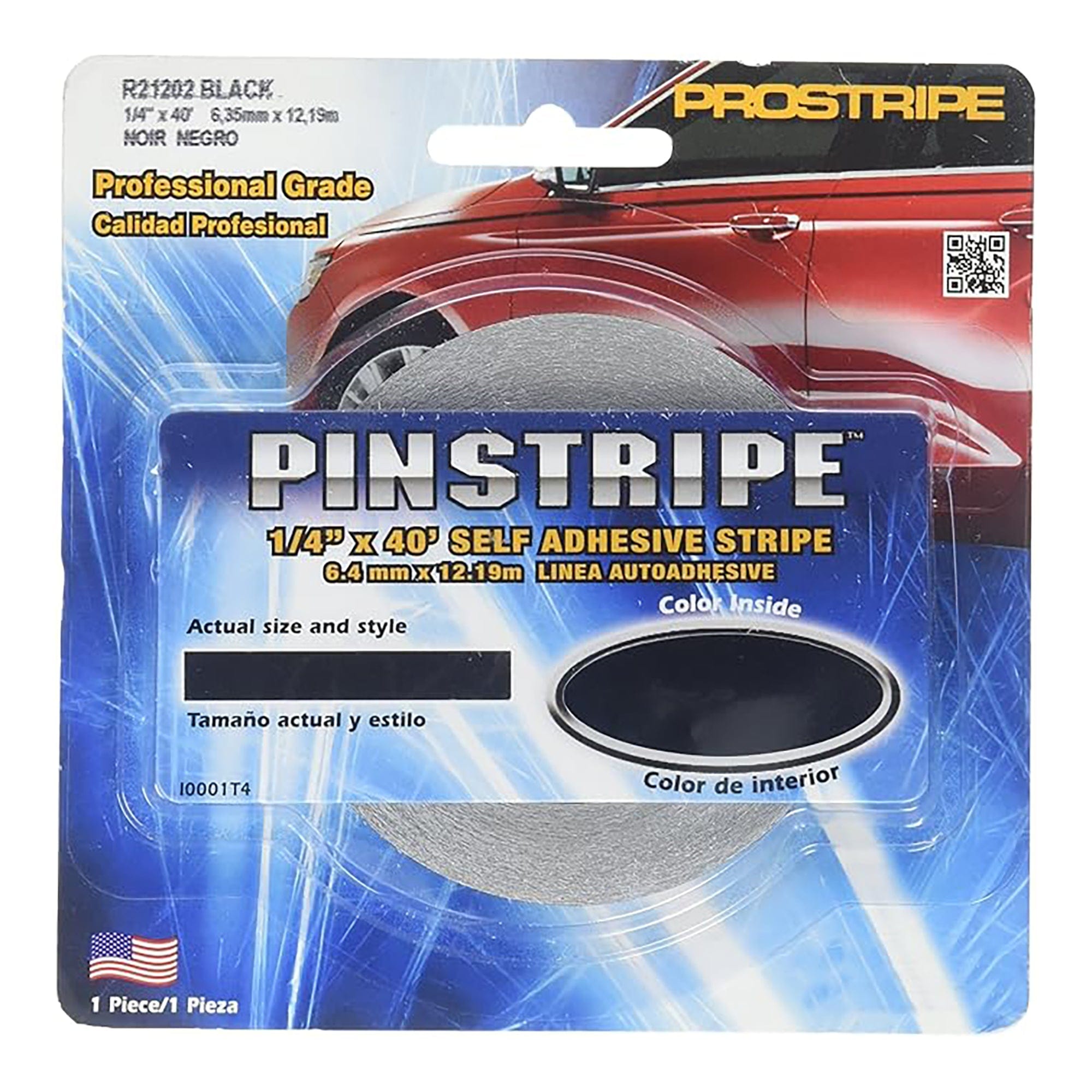 Spartan 1/4" X40' Pinstripe Tape Black Trimbrite R21202