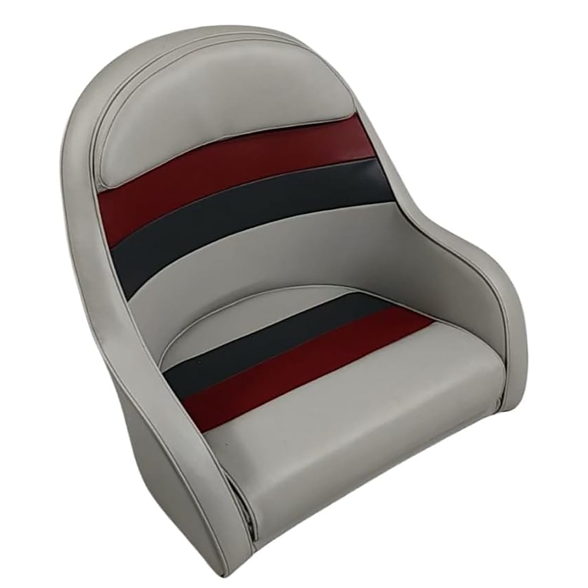 Horizon Mfg. Premium Series Pontoon Bucket Style Captain Chair Gray/Red/Charcoal 3006-ABEC