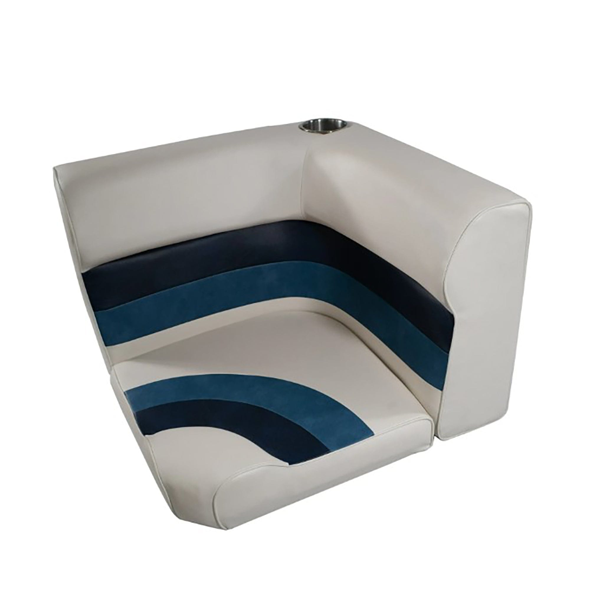 Horizon Mfg. Premium Series Pontoon Radius Corner Cushion Set Only White/Navy/Blue 3007-AADK