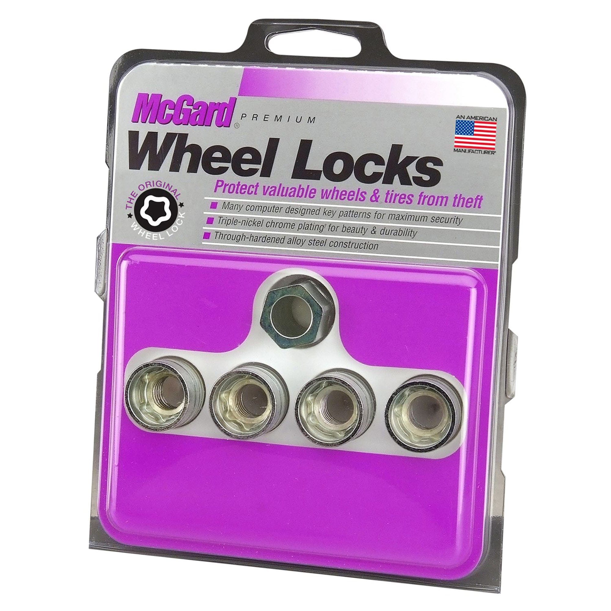 Wheel Lock Set 9/16-18 Nut Uhc(Under Cap) Cone Seat, 7/8 Hex, 1.015"Oal McGard 24014