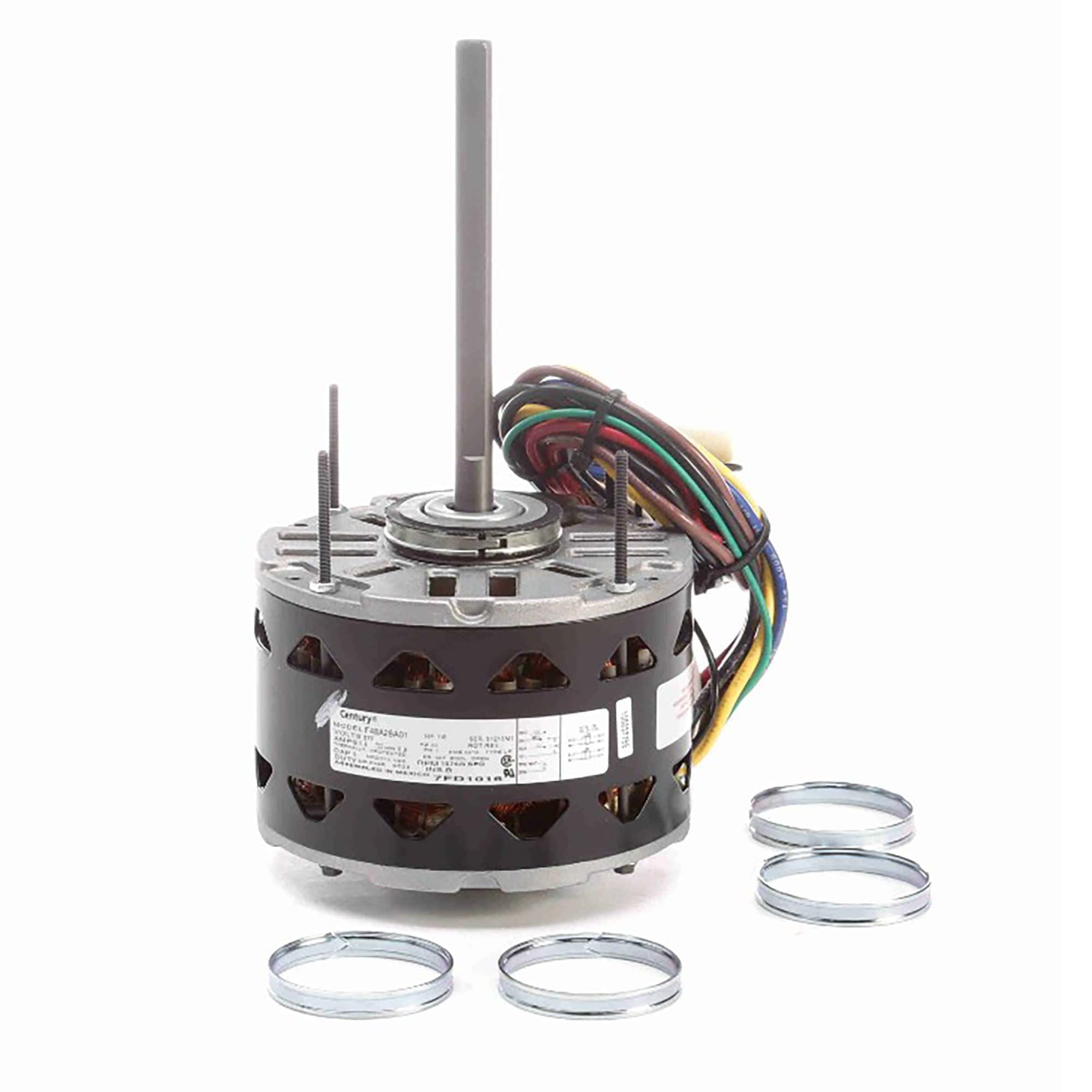 Century Fan / Blower Motor, 1/6 HP, 1 Ph, 277 V, 1075 RPM, 3 Speed, 48 Frame 7FD1016