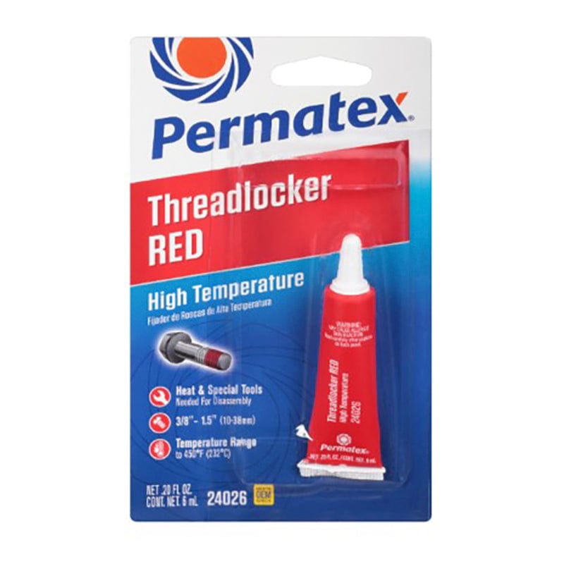 Permatex 24026 Threadlocker, High Temperature, Red - 6 ML