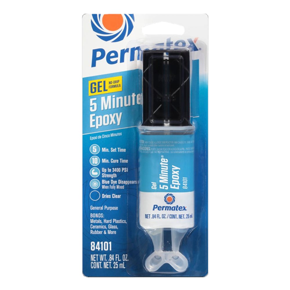 5 Minute General Purpose Epoxy GEL -- Clear 25 mL Dual Syringe, Carded - PERMATEX 84101