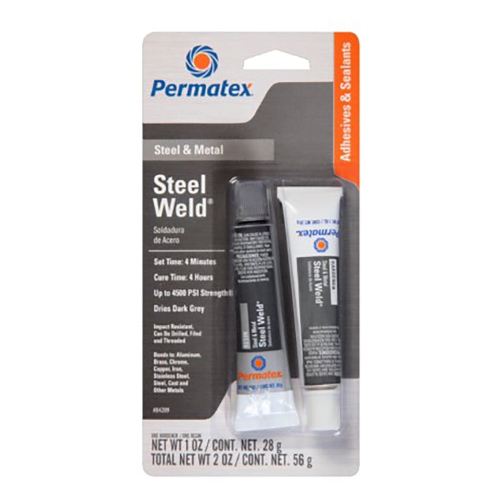 PERMAPOXY 4 Minute Multi-Metal Epoxy - Grey 1 oz Dual Syringe, Carded - Permatex 84209