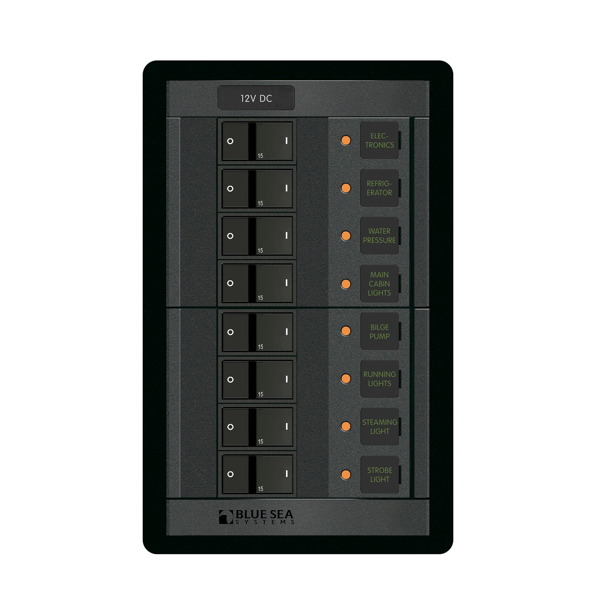 DC Panel 360 12VDC 8 position FR 1200-BSS Blue Sea Systems Power Products