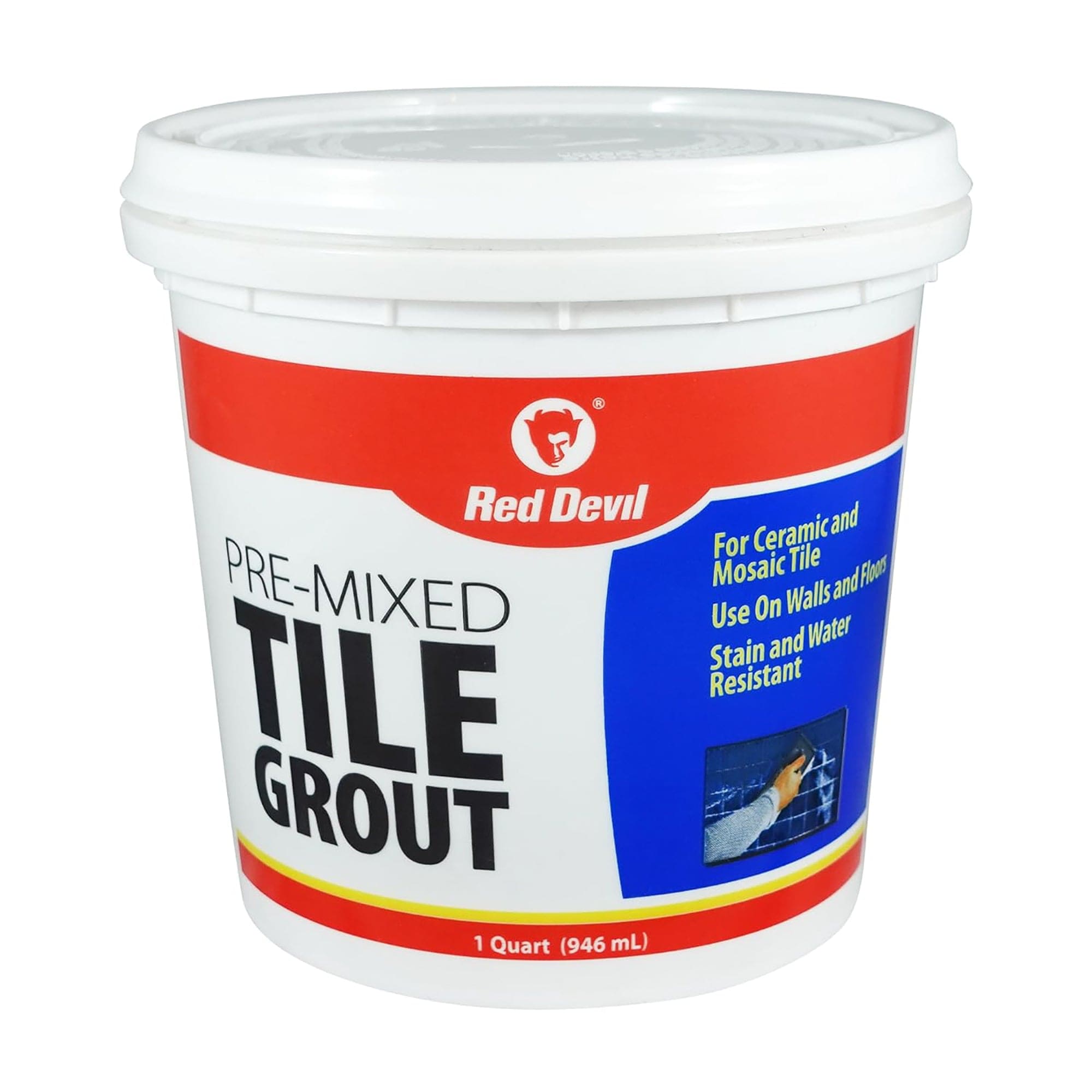 Red Devil Tile Grout Quart Tub 1 Quart Tub White - 0424