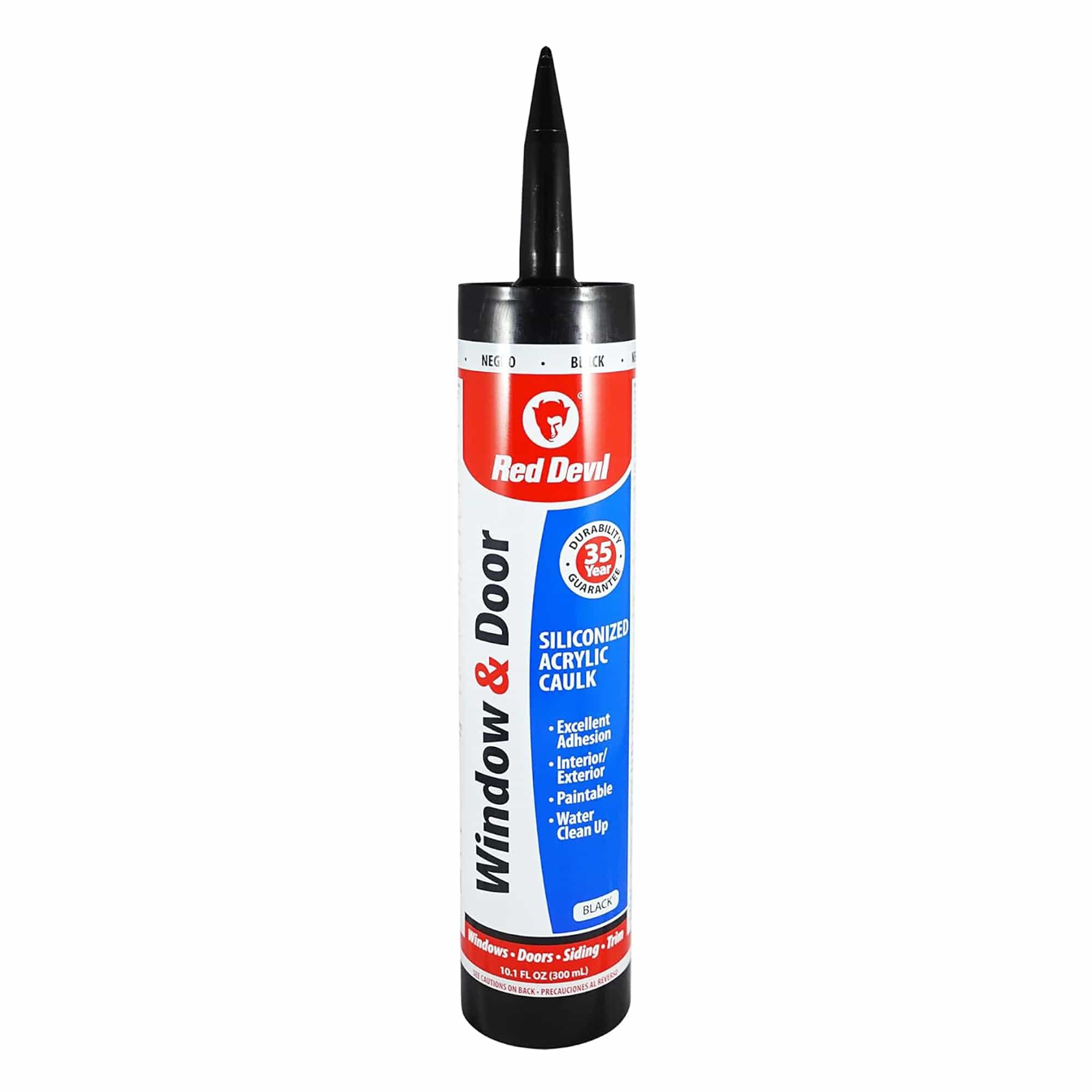 Red Devil 084660 Window & Door Siliconized Acrylic Caulk 10.1 FL. OZ. Black Cartridge