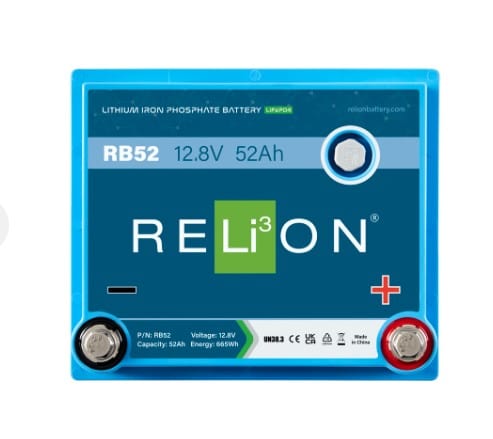 RELiON RB52 12V 52Ah Deep Cycle Lithium Battery