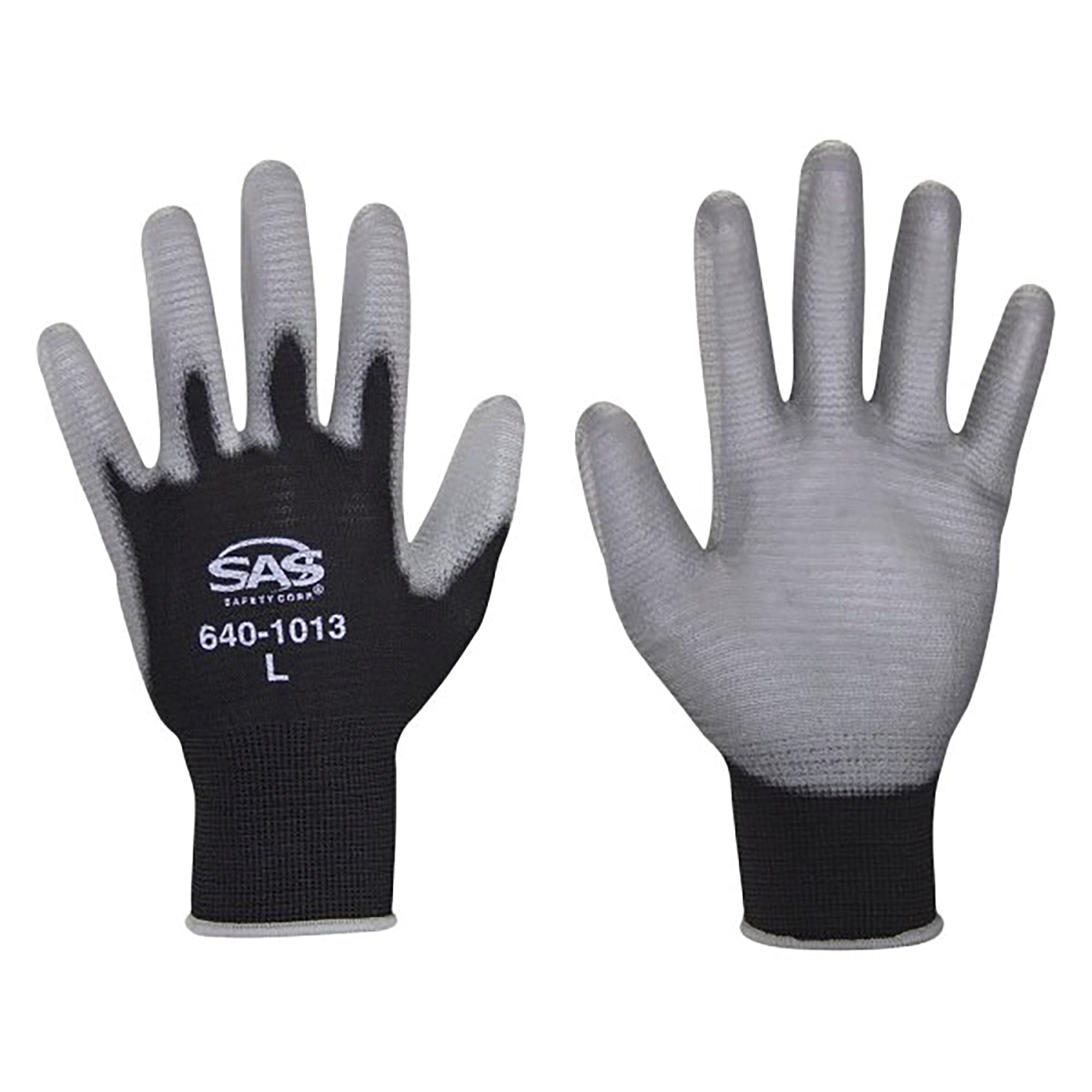 PawZ Black Nylon Knit Shell Gloves - Polyurethane Palm Coating - Size M - SAS Safety Corp. 640-1022