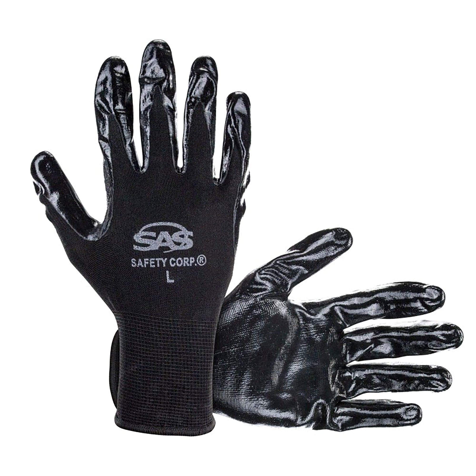 PawZ Black Nylon Knit Shell Gloves - Nitrile Palm Coating - Medium SAS Safety 640-1908