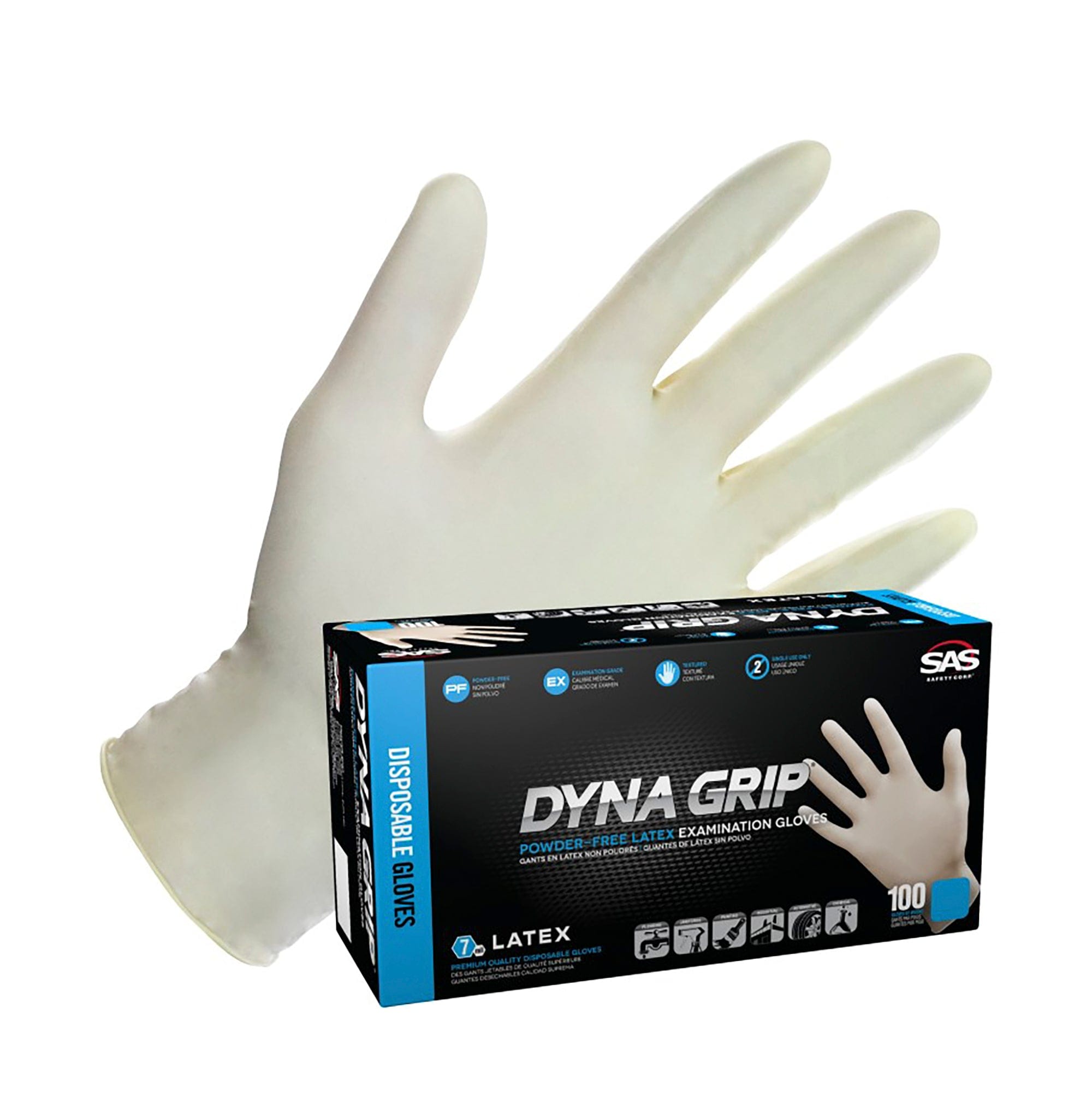 Dyna Grip 2X-Large Powder-Free Exam Grade Latex Gloves SAS Safety 650-1005