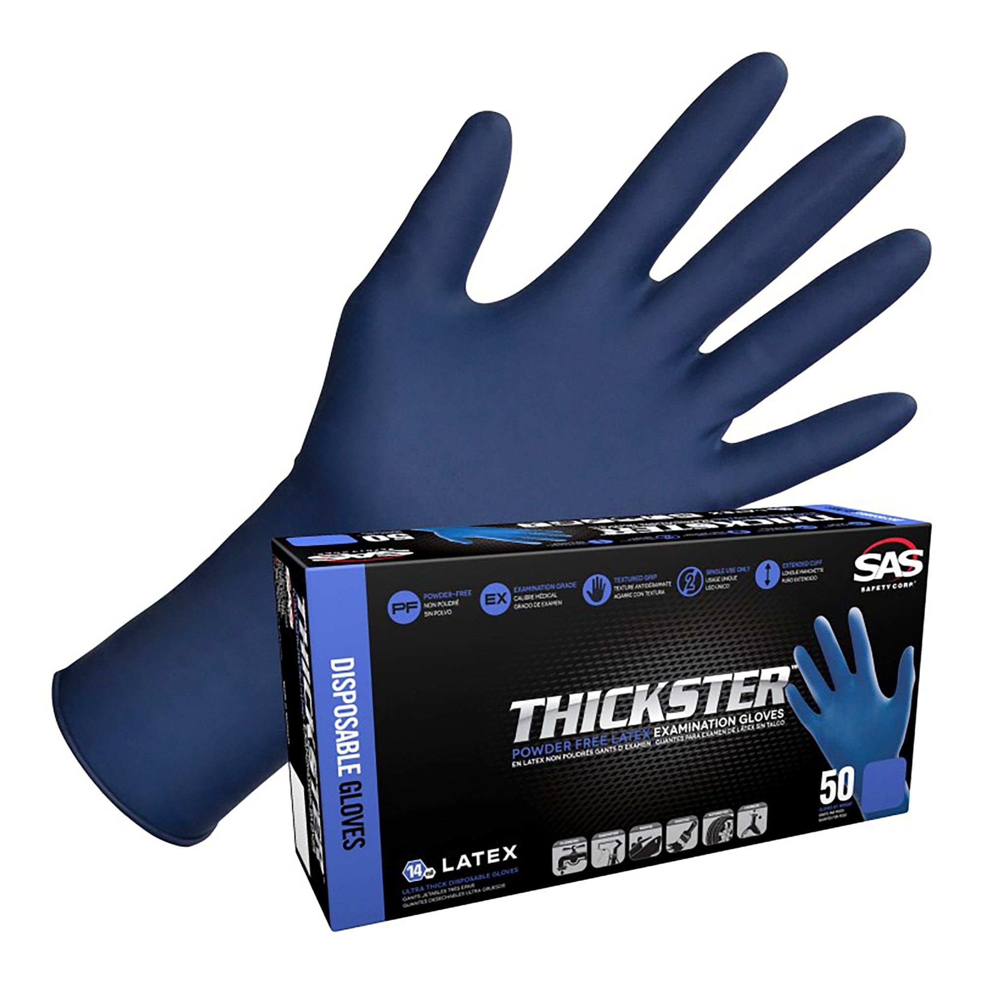 Large Thickster Powdered Latex (14 mil) (50 Gloves Per Box) SAS Safety 6603