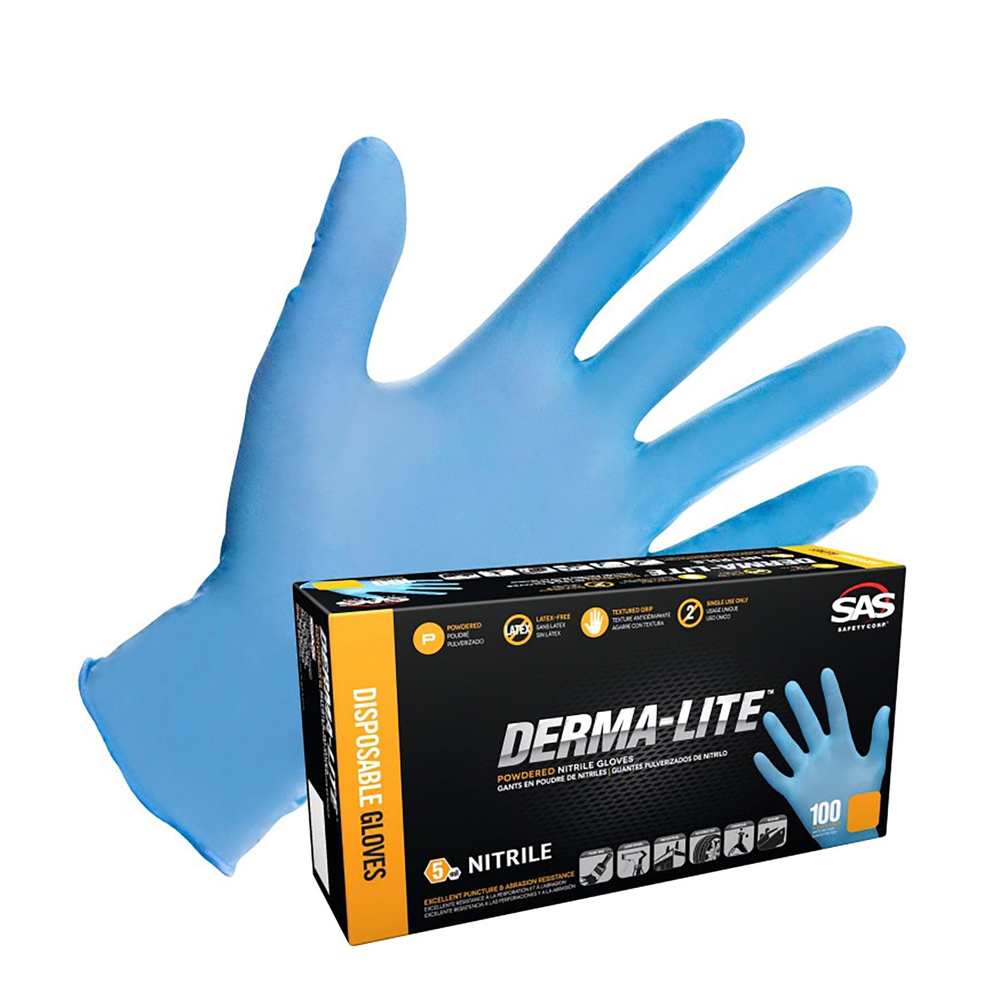 Derma-Lite Powdered Nitrile Disposable X-Large Gloves SAS Safety Corp. 6609