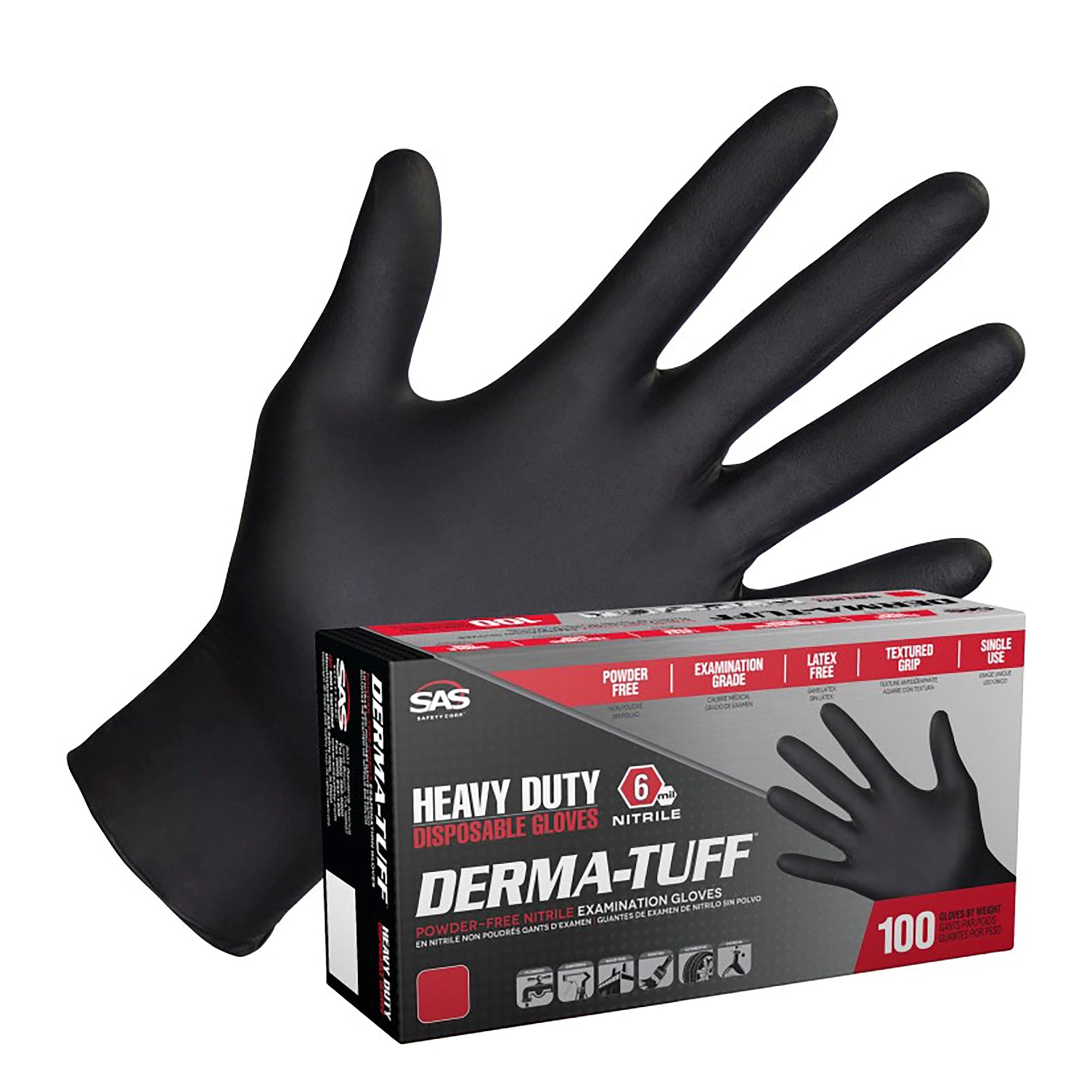 Derma-Tuff Powder-Free Exam Grade Nitrile - 100 Gloves - 6 Mil - Size 2XL - SAS Safety Corp. 66590