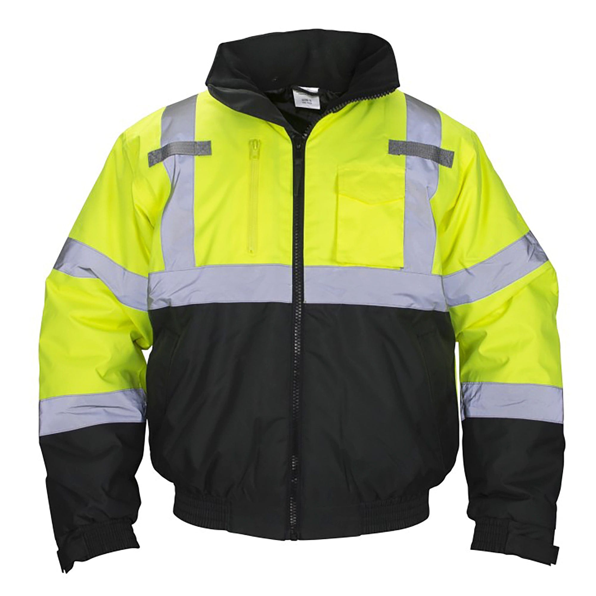 Hooded Bomber Jacket, Class 3 Yellow with 2" Reflective Trim - Large 690-1509 SAS Safety Corp.
