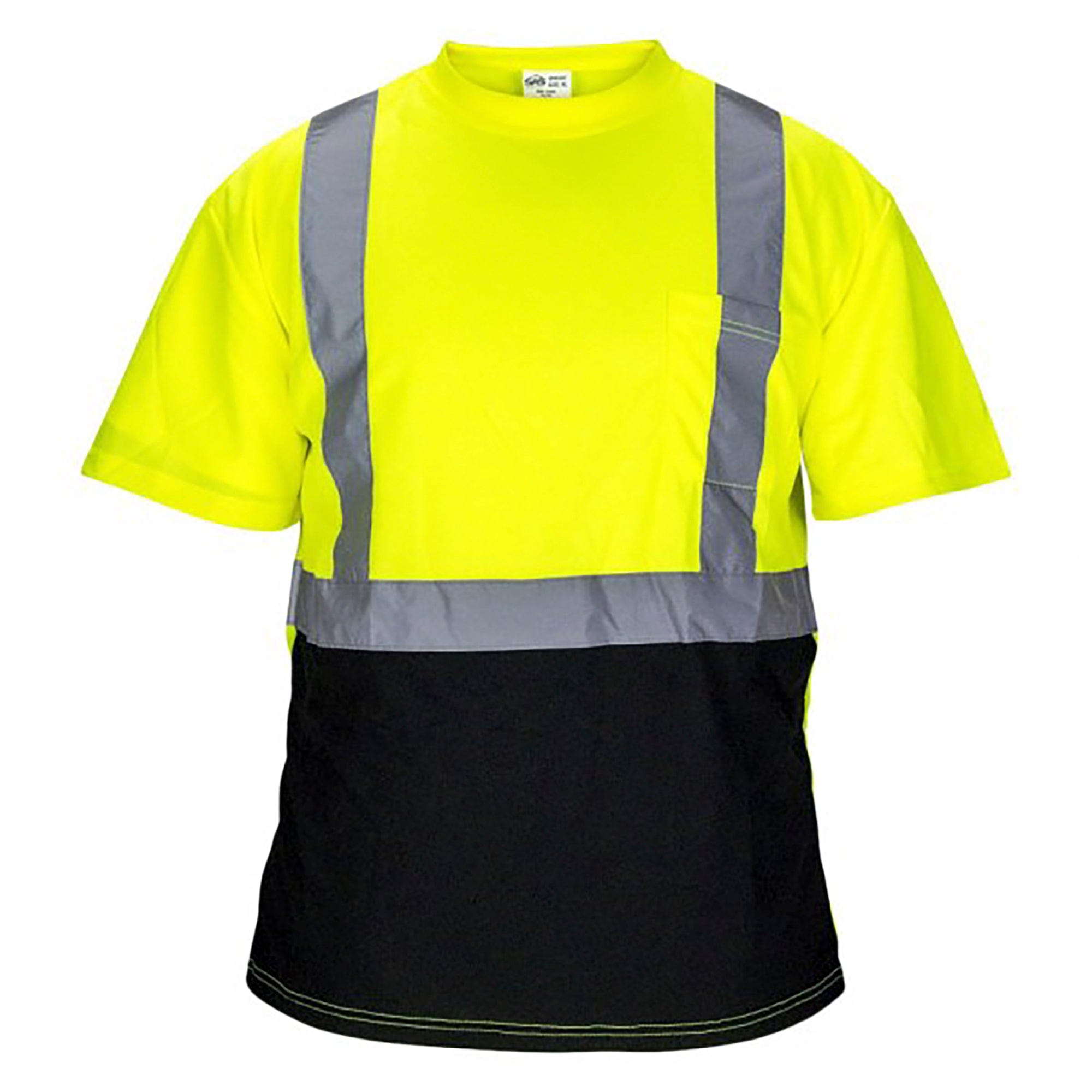 2X Large Black Bottom T-Shirt, Class 2 Yellow with 2" Reflective Tape SAS Safety 690-1661