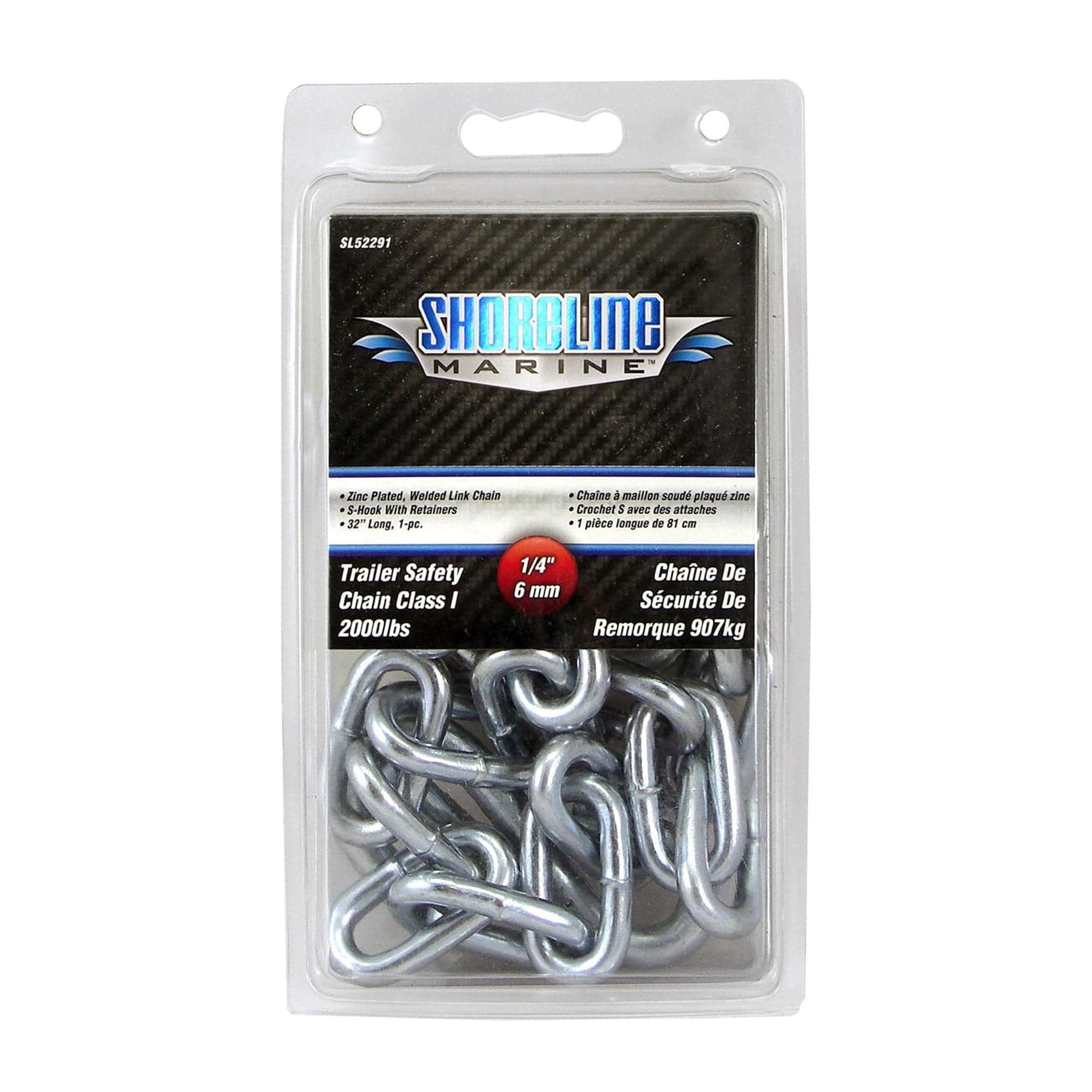 Shoreline Marine SL52291 Safety Chain 1/4"X32" Zinc Plated 3,500 Lbs.
