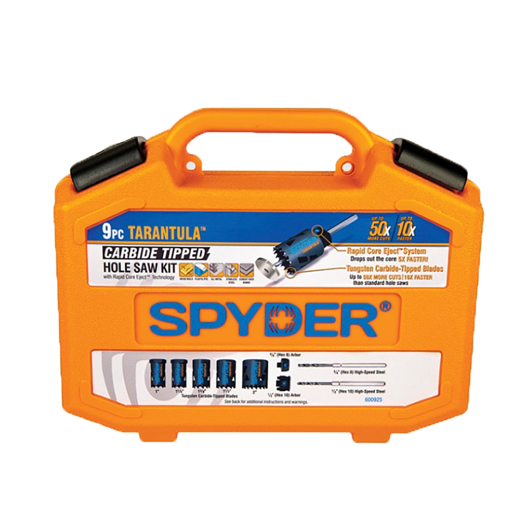 Spyder 9pc Tarantula Hole Saw Set Carbide Tipped, Metal Cutting 600925