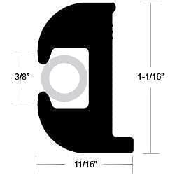 Taco V11-0809BKA50-1 Flexible Vinyl Black Rub Rail 1-1/16"W x 11/16"H x 50'L