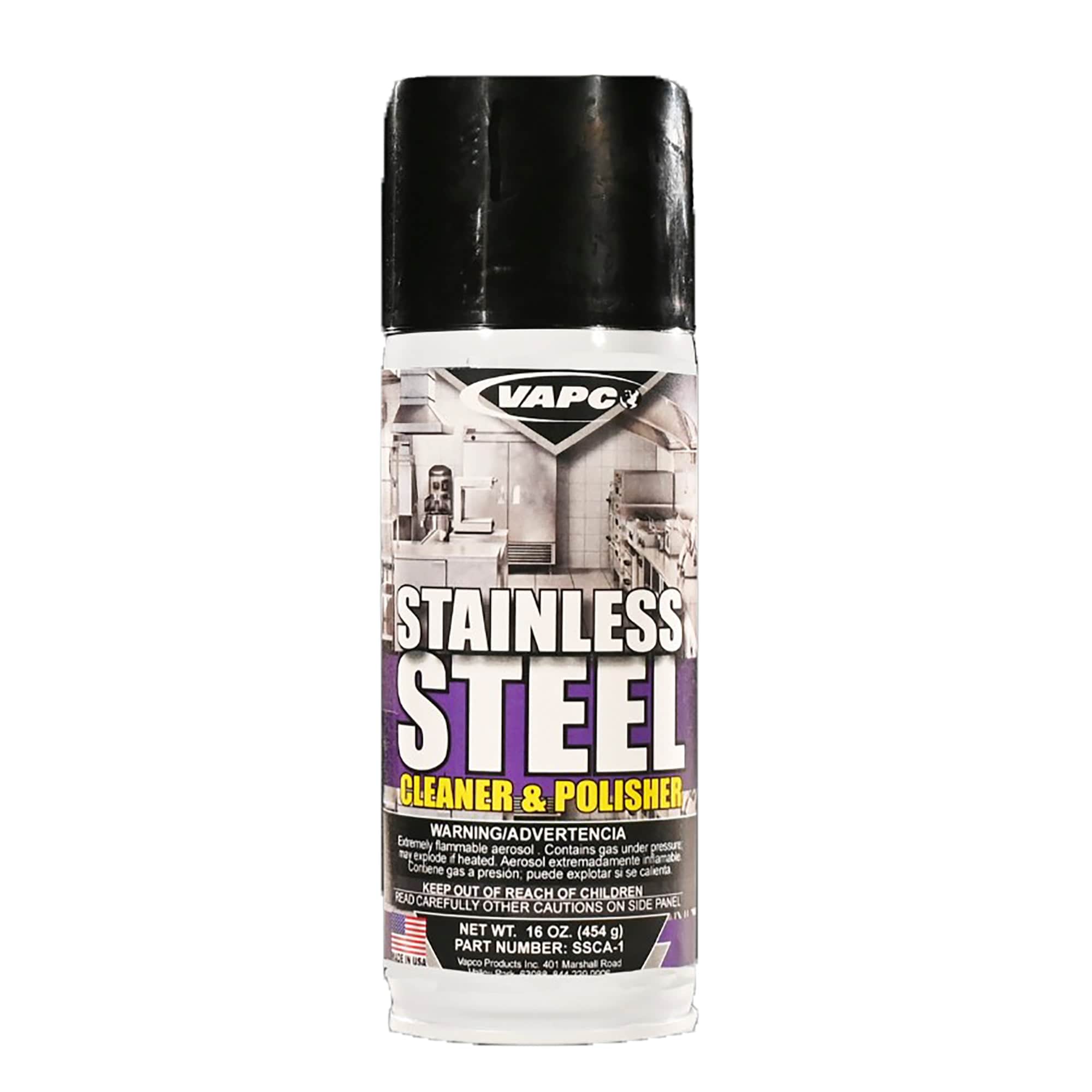Stainless Steel Cleaner & Polish (Aerosol) 16oz SSPA-1 Vapco Products