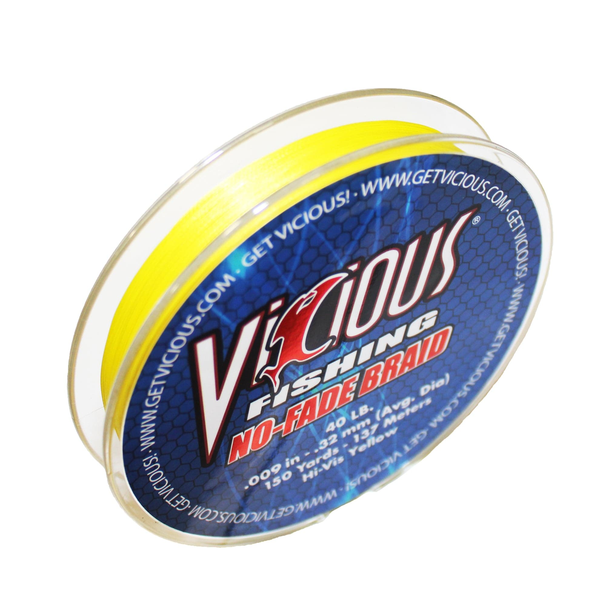 Vicious NBPY No-Fade Braid Fishing Line, 150 Yards - Hi-Vis Yellow