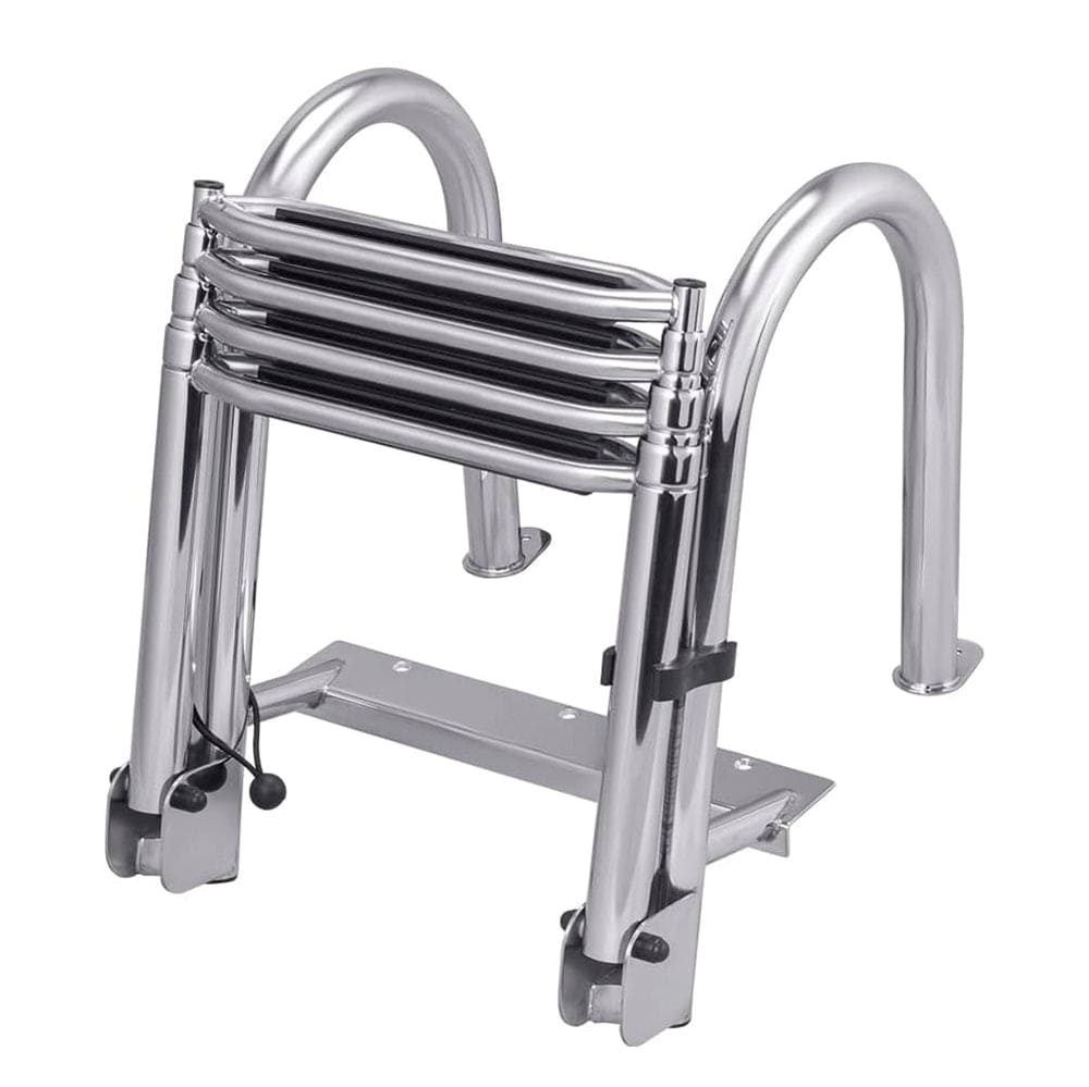 White Water Marine B00351PL-WS 304 SS Pontoon Ladder, 4 Step, Wide Step