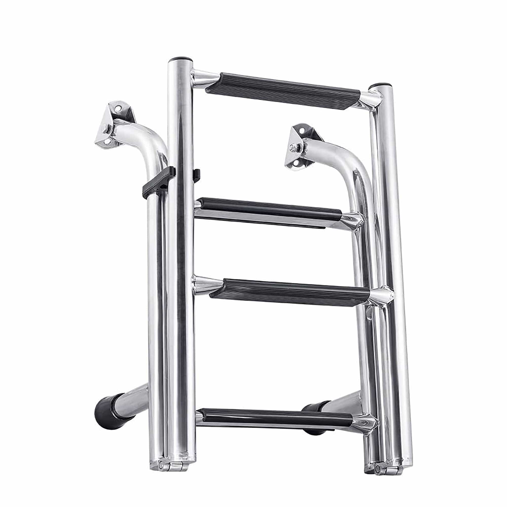 White Water Marine B00361 304 SS Folding Transom Ladder, 4 Step