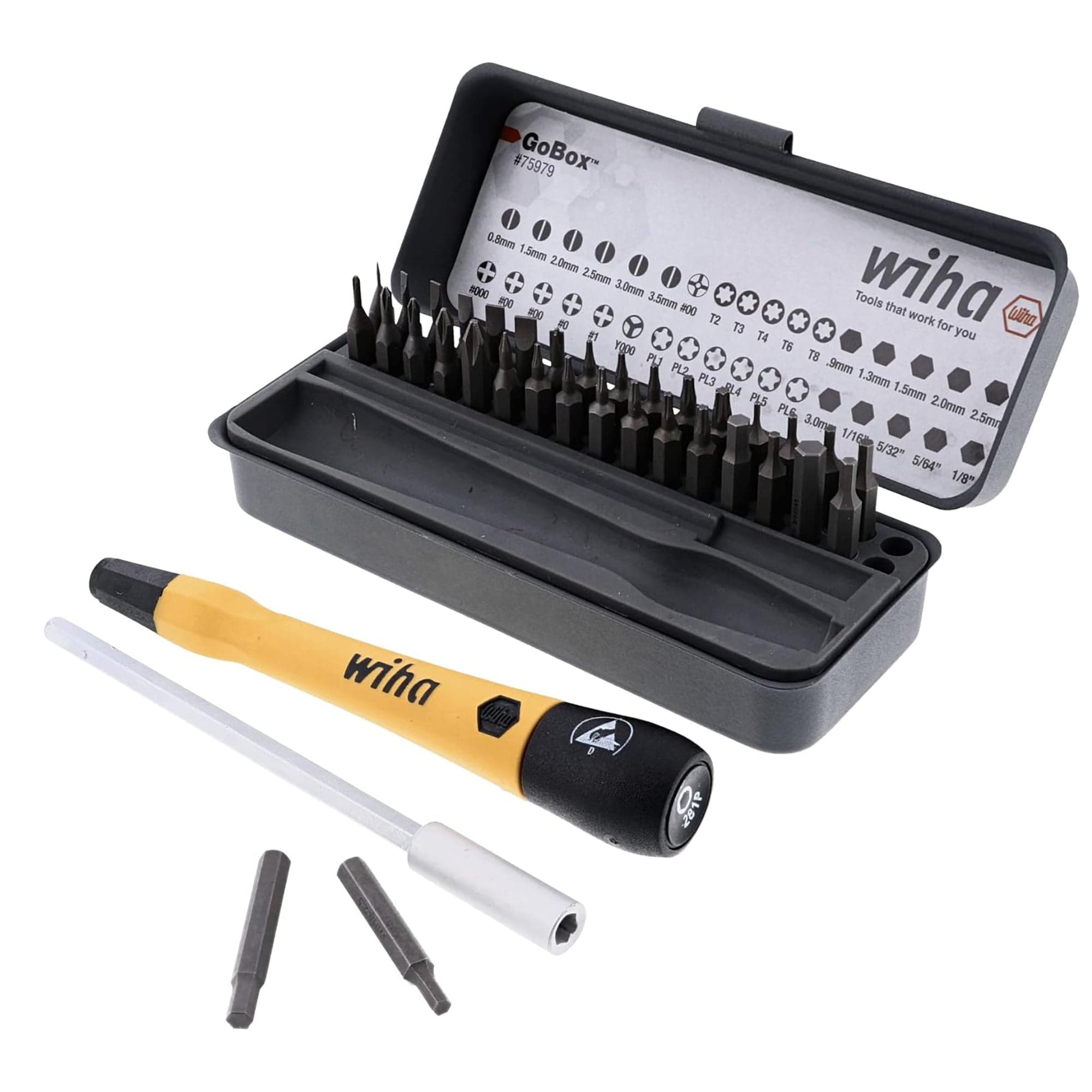 36 Piece Esd Safe Go Box Microbits Set Wiha Tools 75979