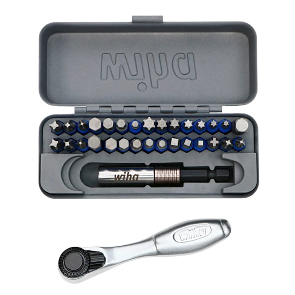 32 Piece Go Box Terminator Blue Impact Bit Set W/ Mini Ratchet - Wiha Tools 76889