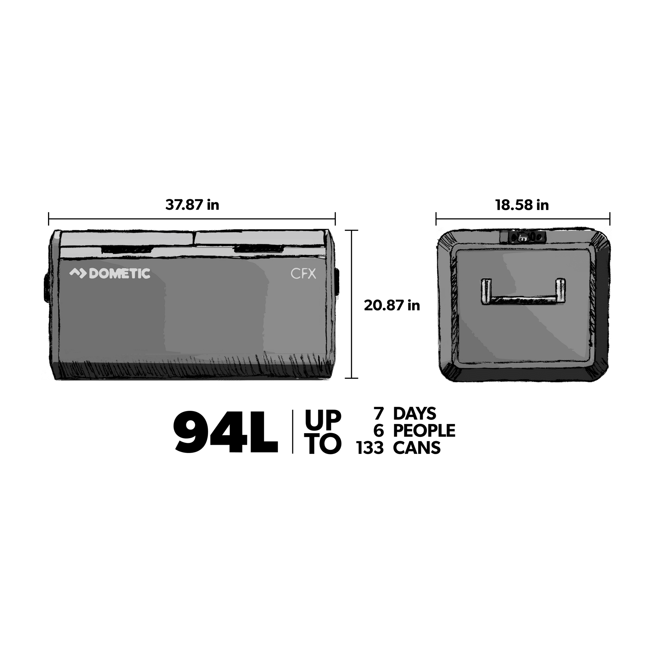 Dometic CFX3 95DZ Dual Zone Powered 12 Volt Cooler, 94L 9600024622