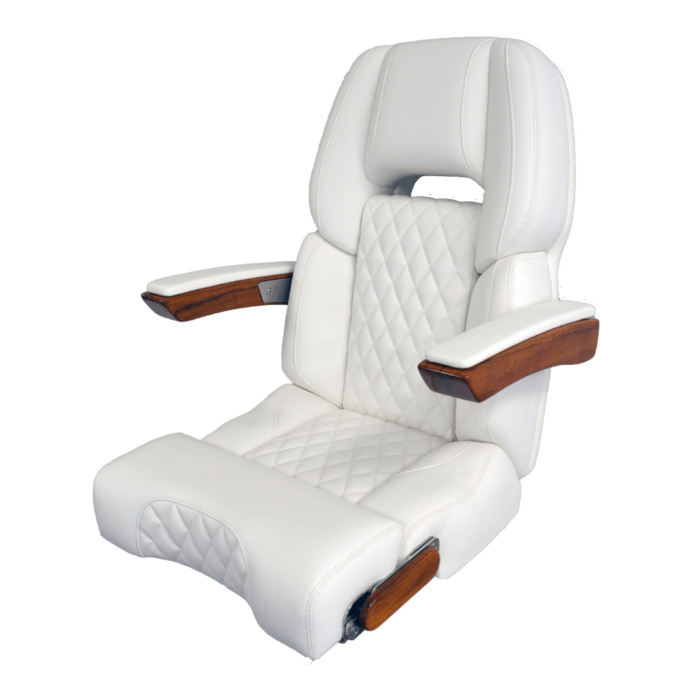 Skyway Deluxe Helm Chair 25" With Teak Taco HA17-25-WHT-TEAK