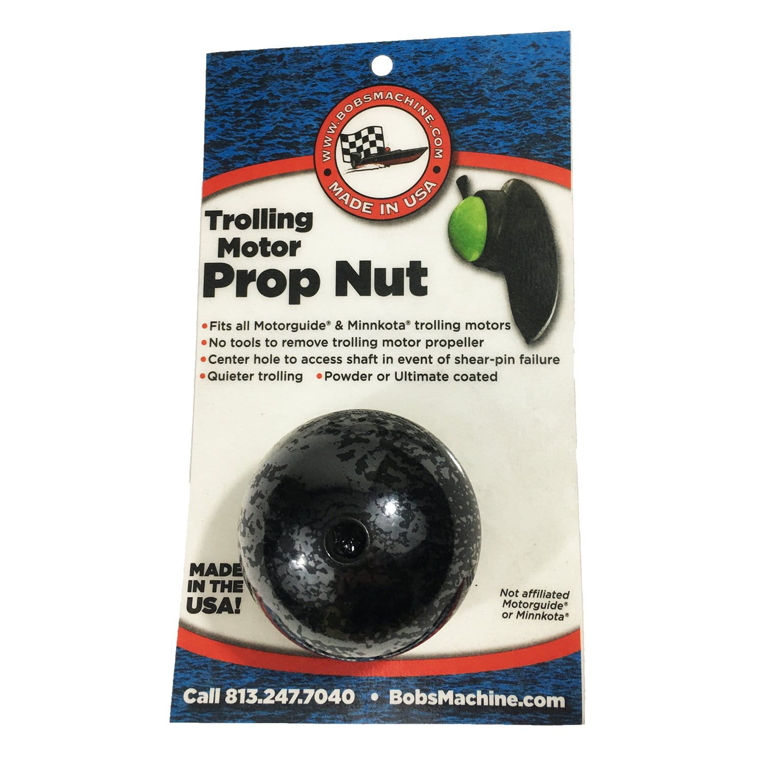 Bob's Machine 312-200001 Gloss Black Motorguide Trolling Motor Prop Nut
